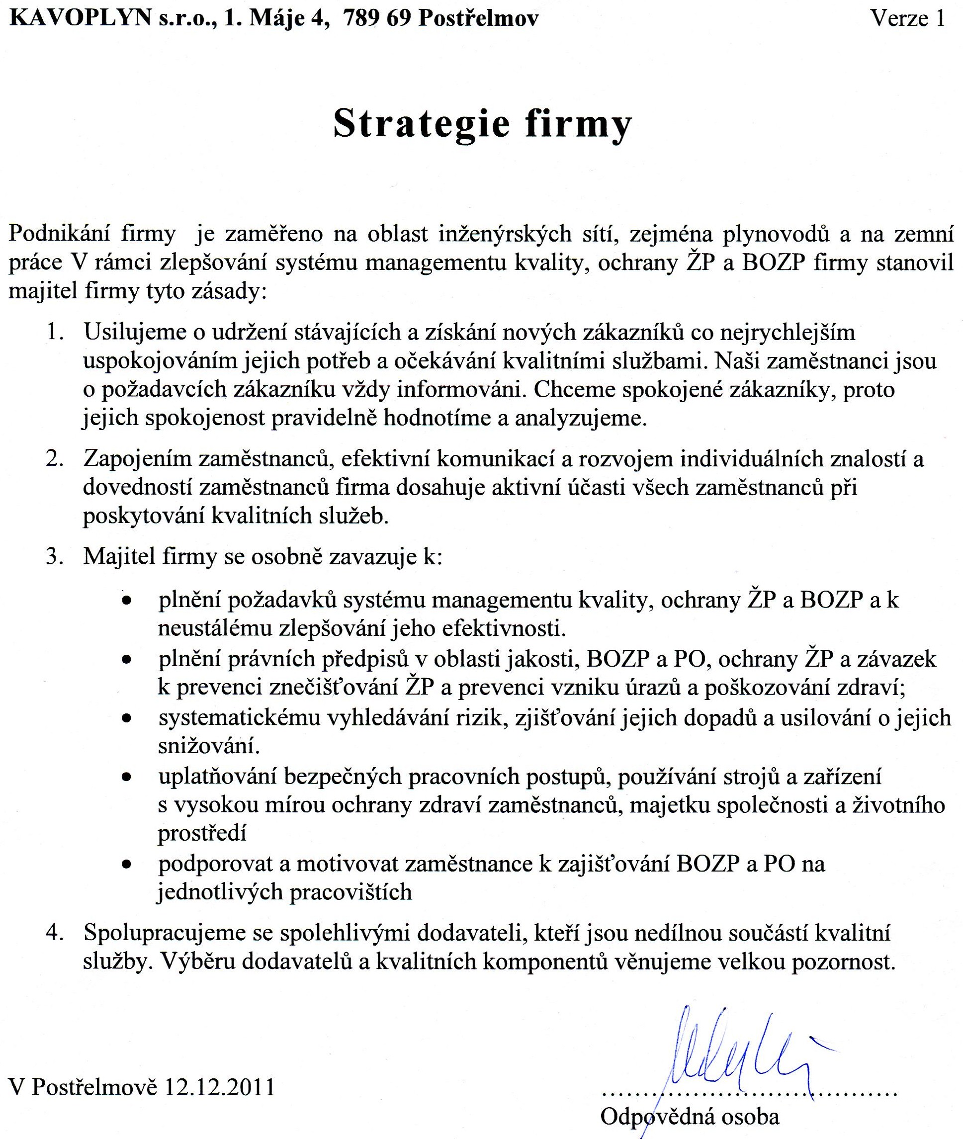 Strategie firmy